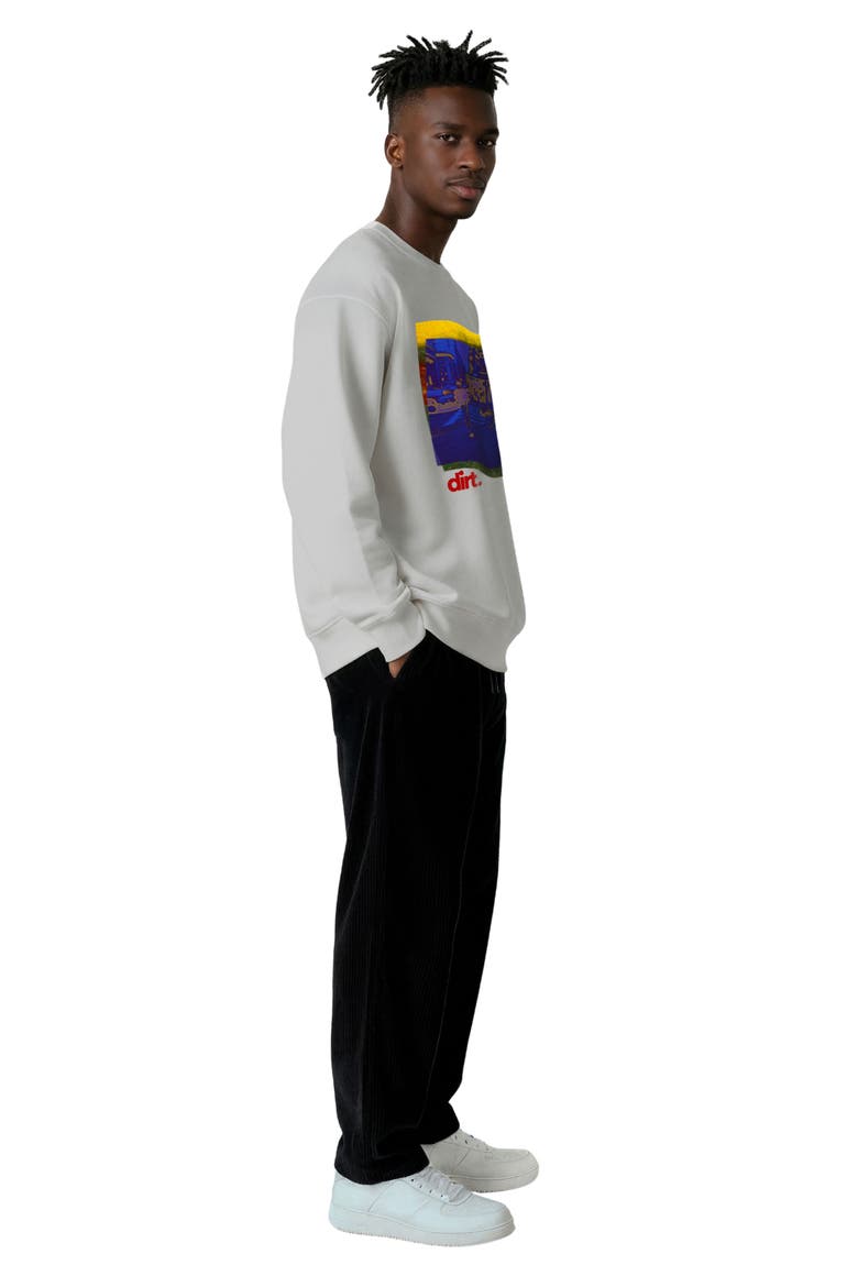 Surveillance Oversize Cotton Crewneck Sweatshirt, Alternate, color, WHITE
