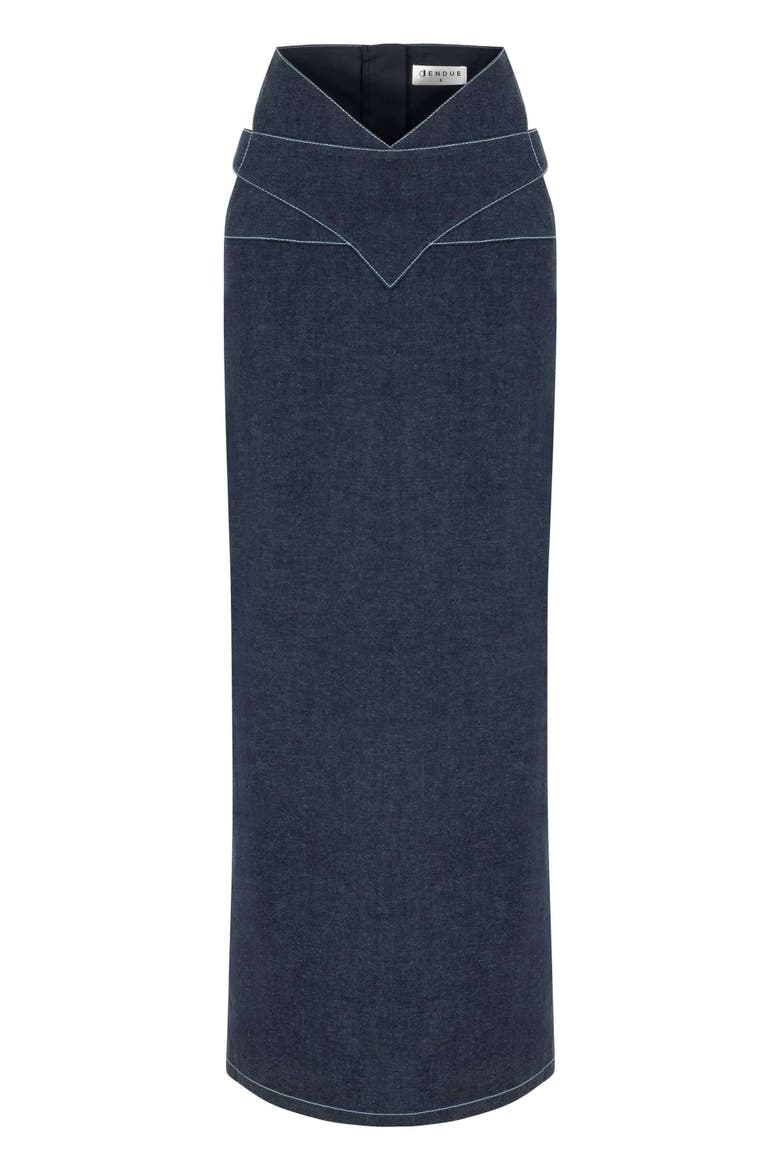 Vonk Cut Out Denim Skirt - Stylish Women's Maxi, Alternate, color, Blue