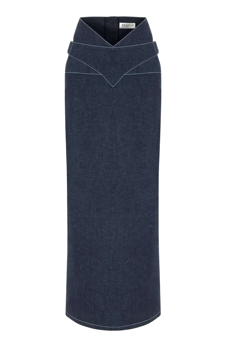 Jendue US Jendue Women's Vonk Cut Out Denim Skirt - Stylish Women's Maxi, Alternate, color, Deep Blue