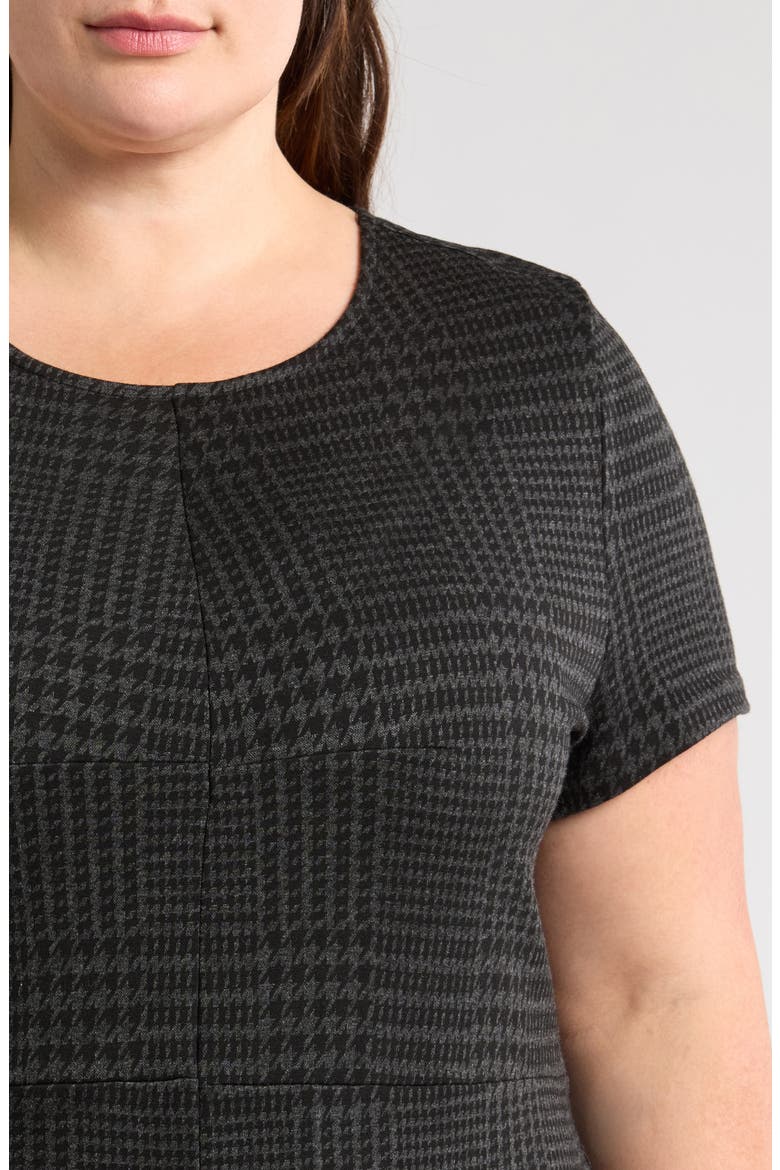 Executive Stretch Ponte Dress, Alternate, color, CHARCOAL HOUNDSTOOTH