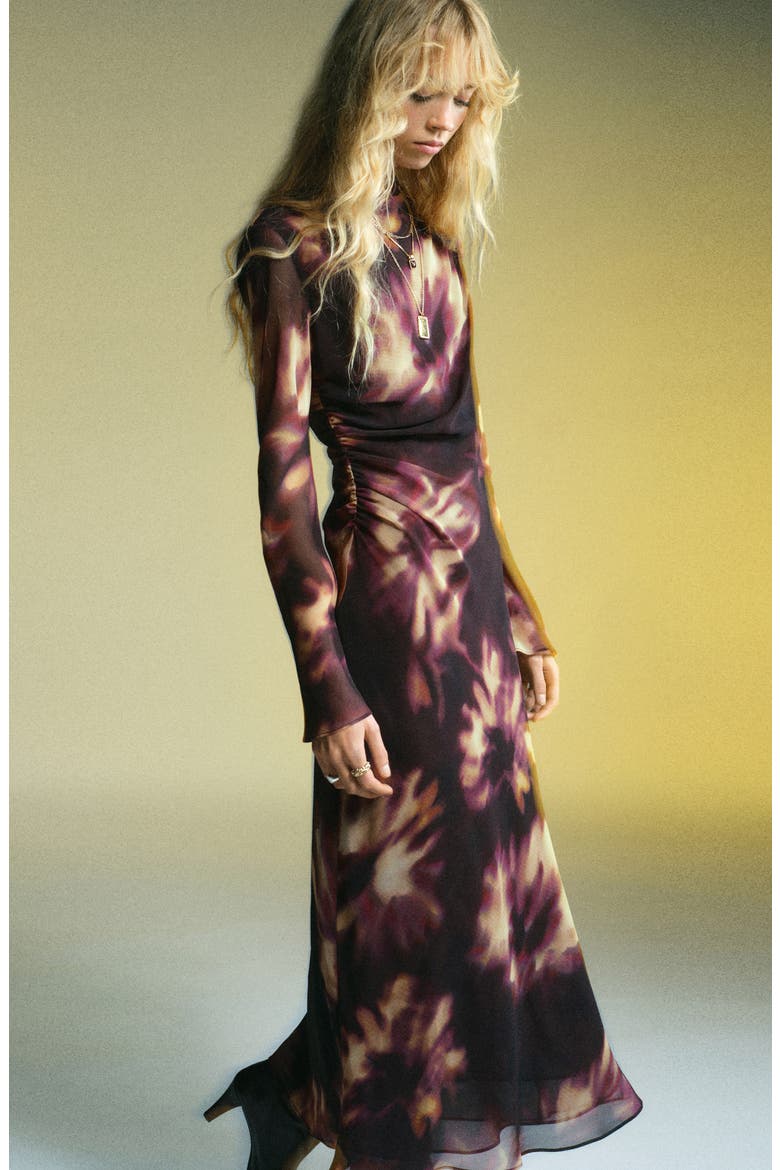 Long Sleeve Maxi Dress, Alternate, color, BURGUNDY