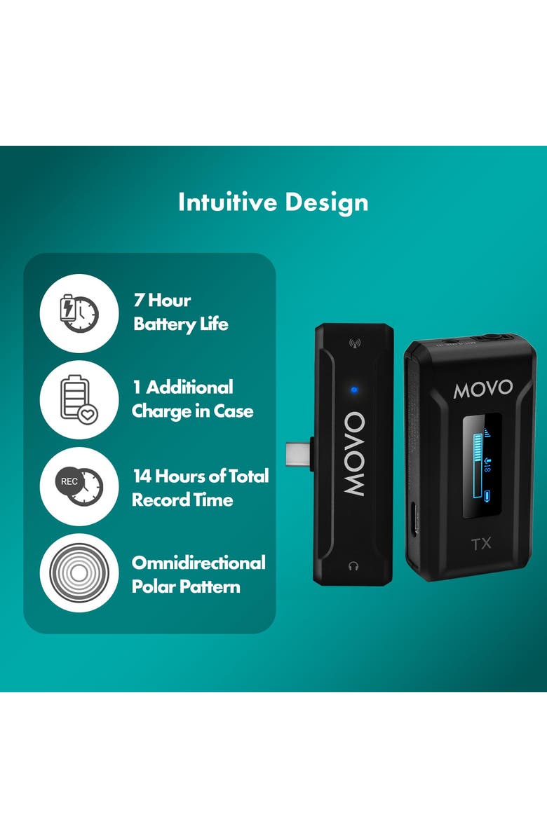 MOVO WMX-2-C Wireless Microphone for USB-C Devices, Alternate, color, Black