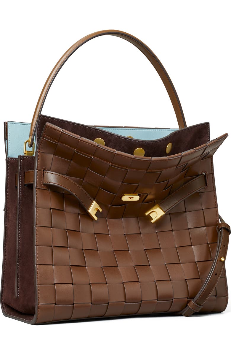 Tory Burch Lee Radziwill Woven Leather Double Bag, Alternate, color,