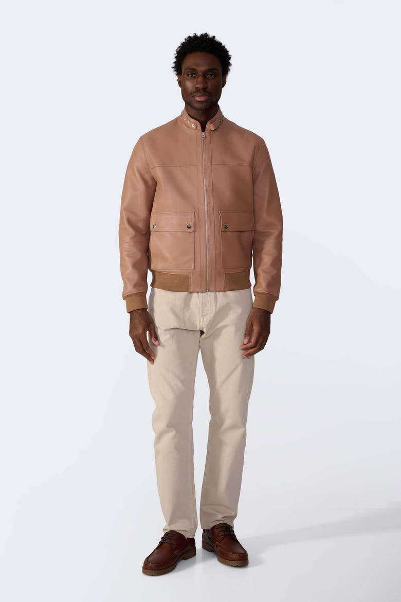 Rafe Leather Jacket, Alternate, color, Mocha Mousse