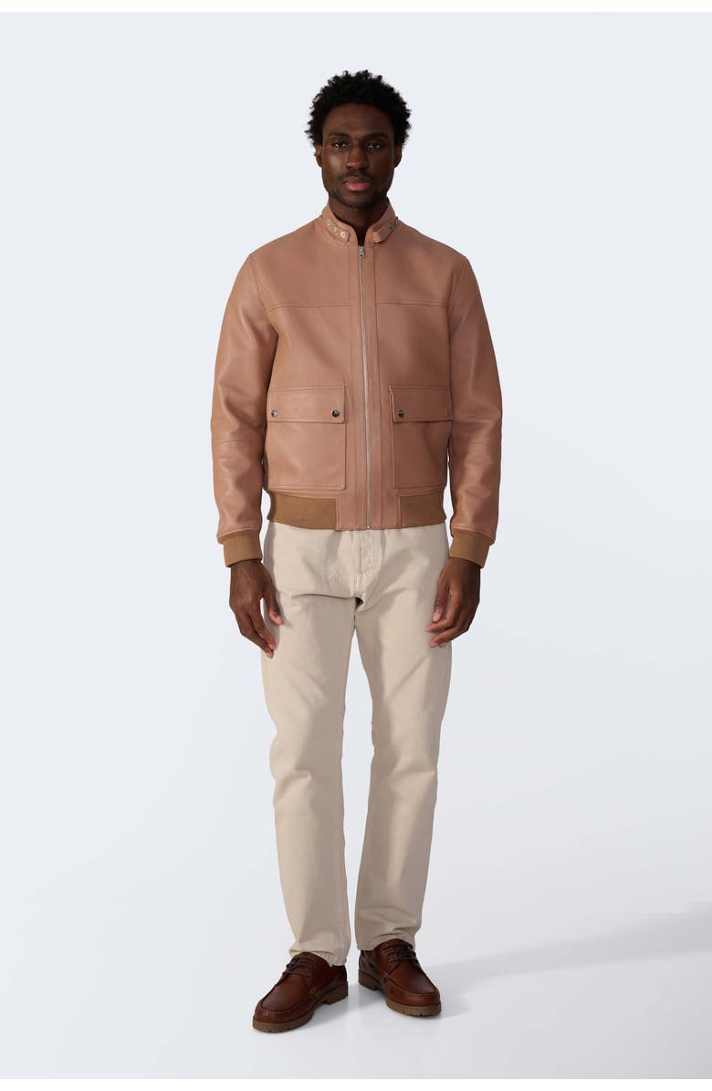 Furniq UK Rafe Leather Jacket, Main, color, Mocha Mousse