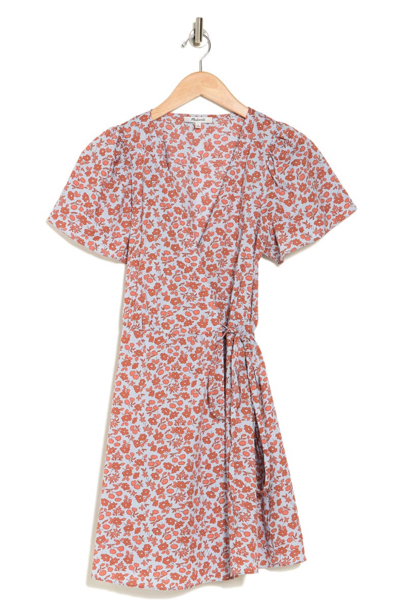 Madewell Fiore Floral Short Sleeve Cotton Wrap Dress, Alternate, color, 