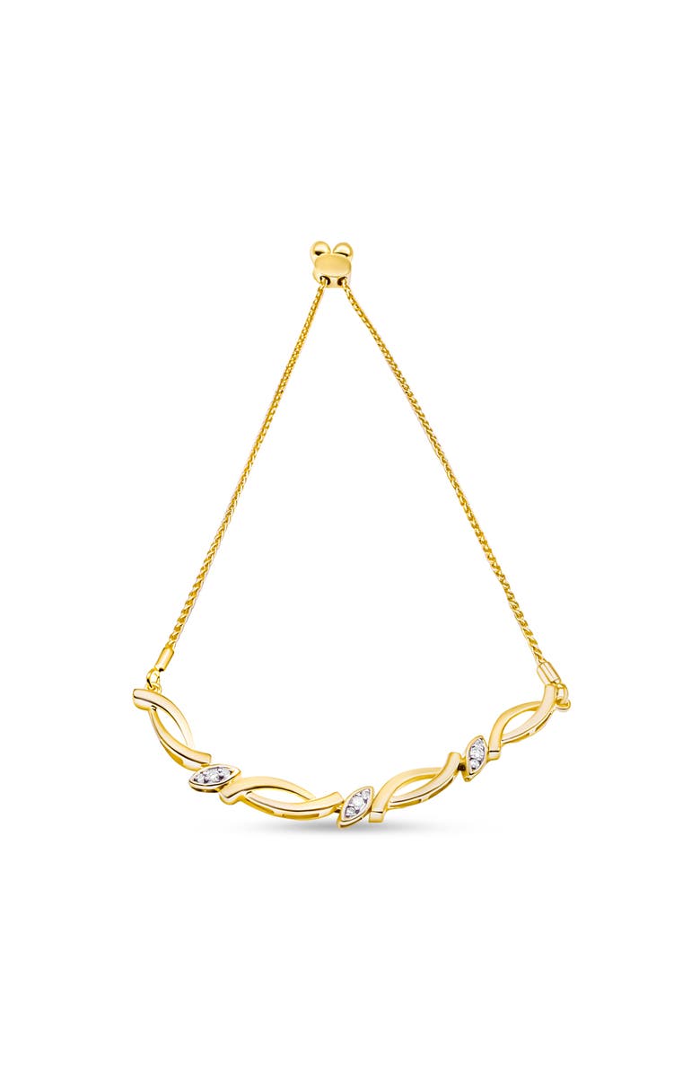 Haus of Brilliance Silver Diamond Accent Alternating Swirl link Bolo Bracelet, Alternate, color, Yellow Gold Over Silver