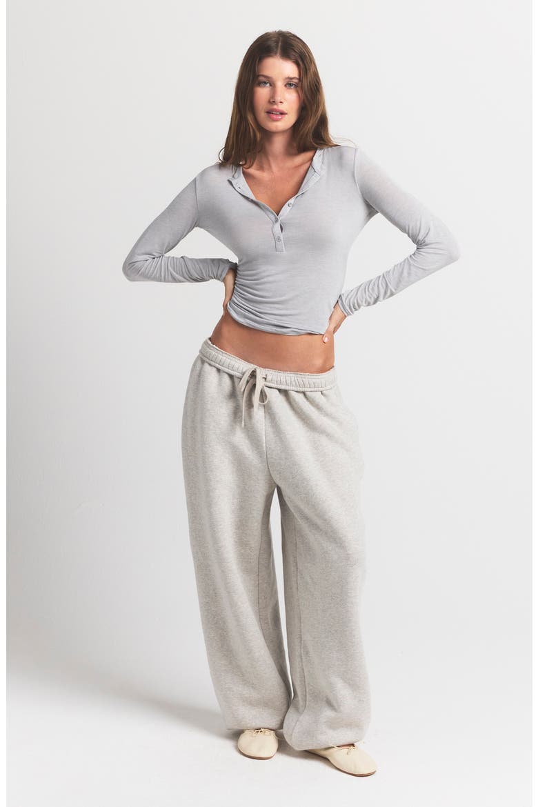 Sheer Modal Henley, Alternate, color, HEATHER GREY