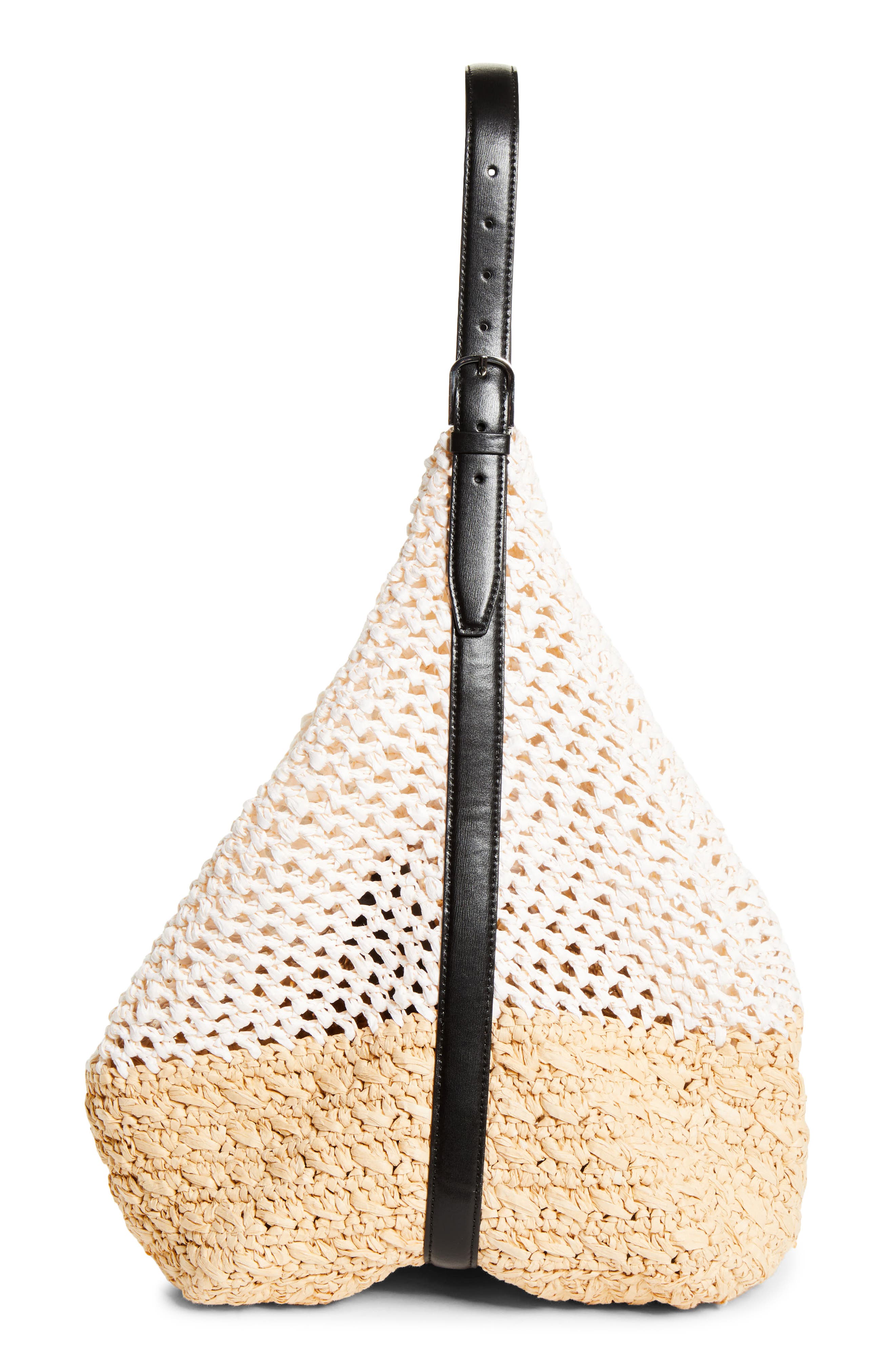 TOTEME Belted Paper Straw Tote, Alternate, color, Ecru/ Vanilla