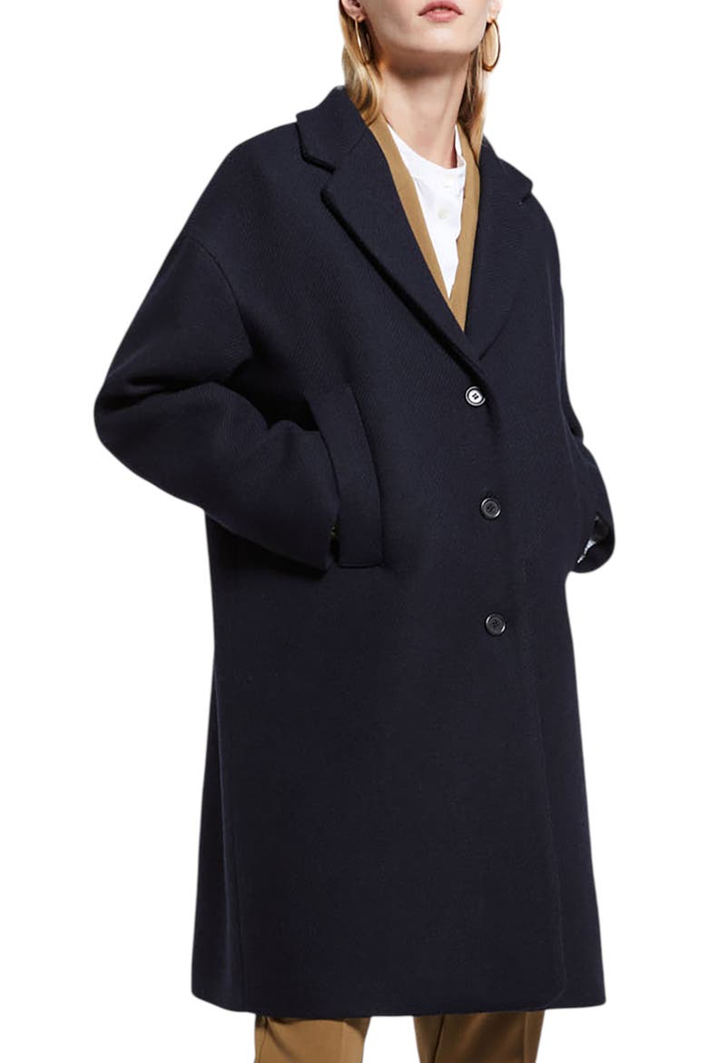Wool-Blend Midi Coat, Main, color, Night