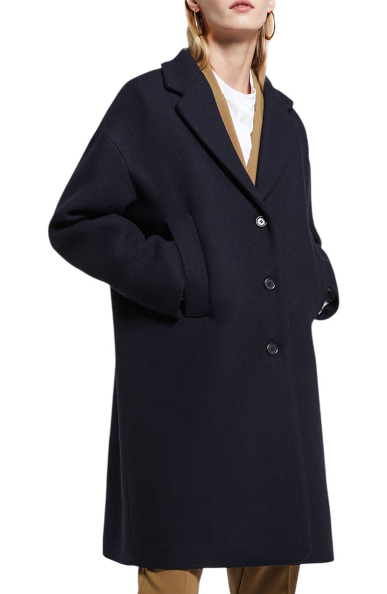 ottod'Ame Wool-Blend Midi Coat, Main, color, Night