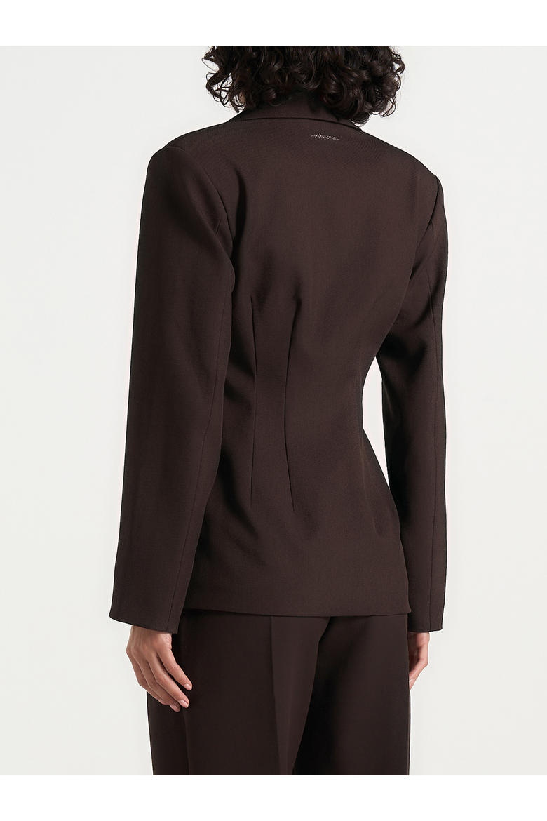 Beatrice Tailored Cinched Blazer, Alternate, color, Dark Brown