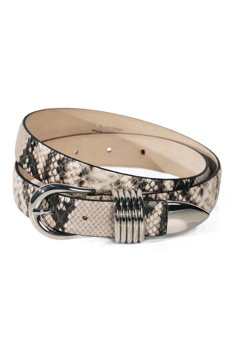 Hollyhock Snake Print Leather Belt, Alternate, color, IVORY/ BROWN SNAKESKIN/ SILVER