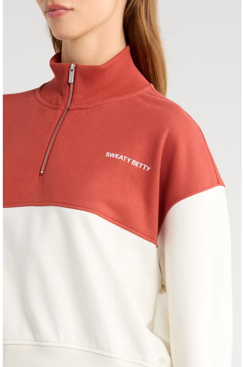 Revive Colorblock Half Zip Sweatshirt, Alternate, color, EMBER RED LILY WHITE