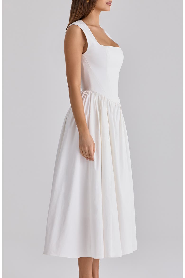 Emmy Stretch Pima Cotton Midi Sundress, Alternate, color, WHITE