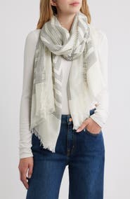 Nordstrom Eyelash Trim Print Cashmere & Silk Wrap