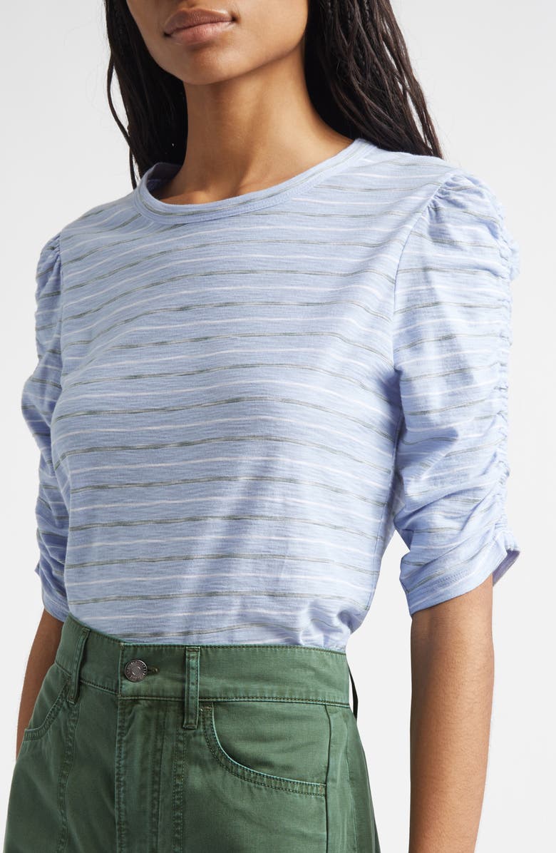 Veronica Beard Waldorf Puff Sleeve T-Shirt, Alternate, color, Ice Blue Multi