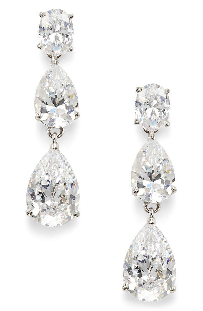 Nadri Chiara Cubic Zirconia Drop Earrings, Main, color, Rhodium