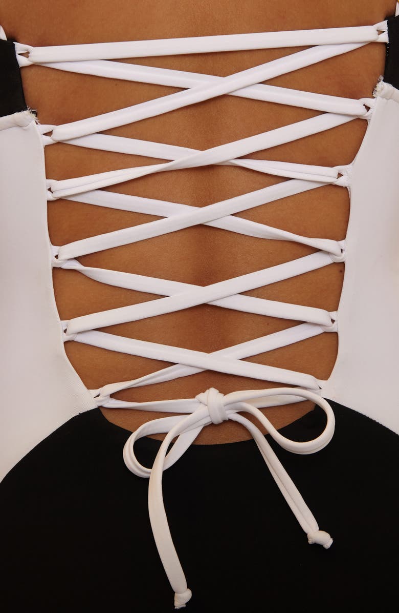 Becca Sport Mode Lace-Up One-Piece Swimsuit, Alternate, color, 