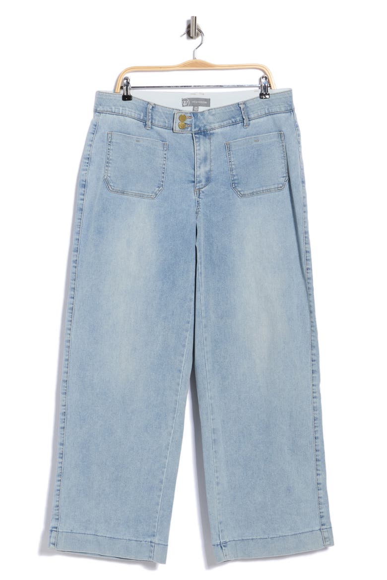 High Waist Patch Pocket Wide Leg Jeans, Main, color, PWBA - POWDER BLUE ARTISINAL