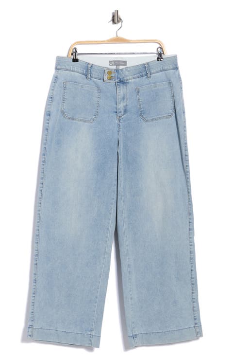 High Waist Patch Pocket Wide Leg Jeans