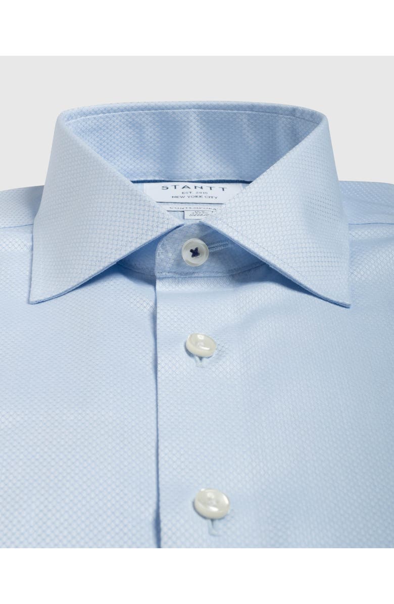 Stantt Contemporary Fit Wrinkle Resistant Cotton Dobby Dress Shirt, Alternate, color, Sky Blue