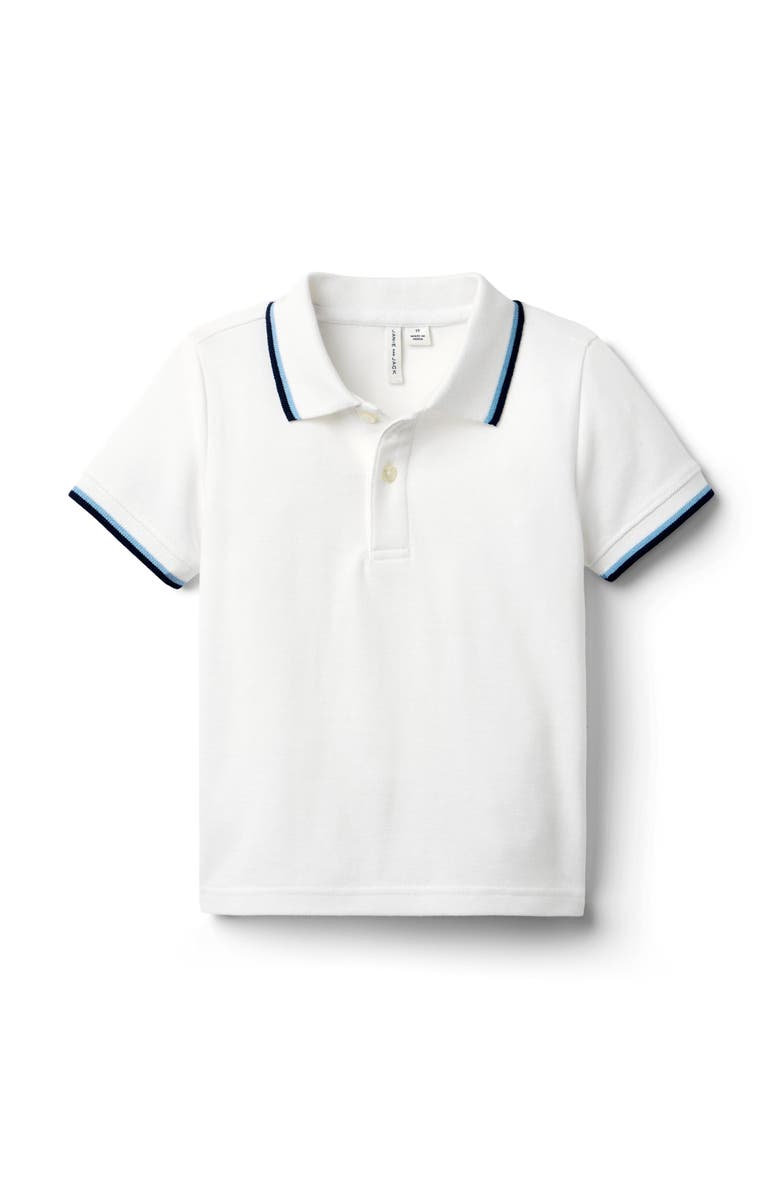 Janie and Jack The Stripe Trim Polo, Main, color, White
