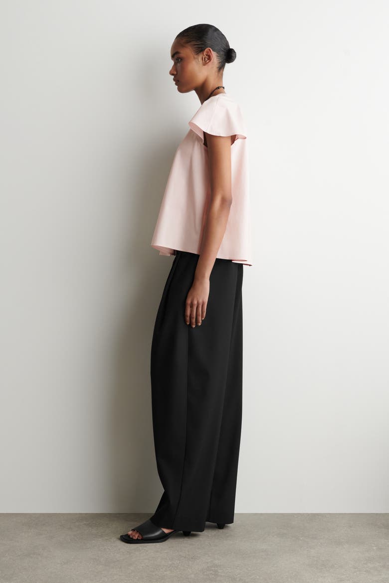 Fluted-sleeve Cotton Blouse, Alternate, color, PINK
