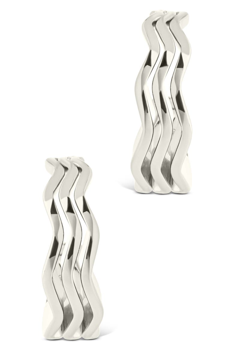 Caprice Ocean Waves Hoop Earrings, Alternate, color, SILVER