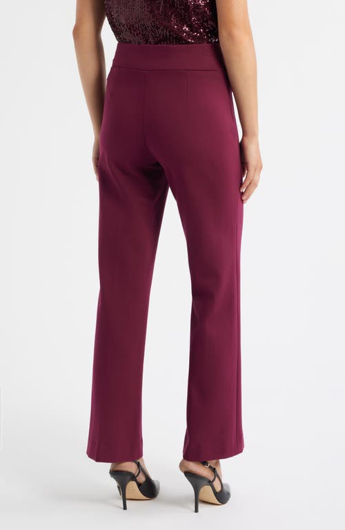 Anne Klein Womens Solid Wide Leg Pull On Compression Pants P Xxs Xxl In Burgundy