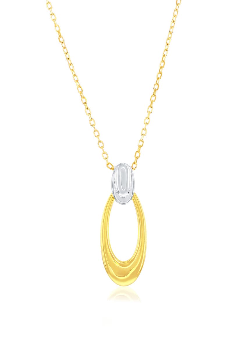 Two-Tone Oval Doorknocker Pendant Necklace, Main, color, GOLD/ SILVER