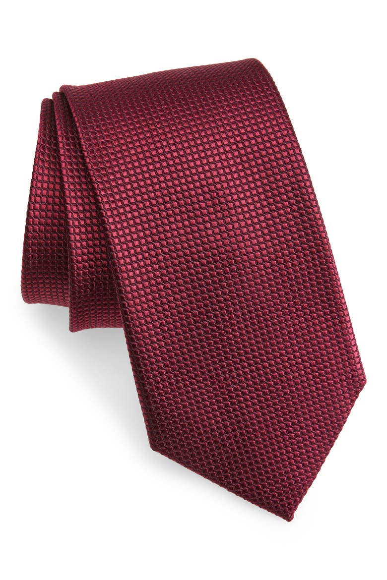 Solid Silk Tie, Main, color, WINE