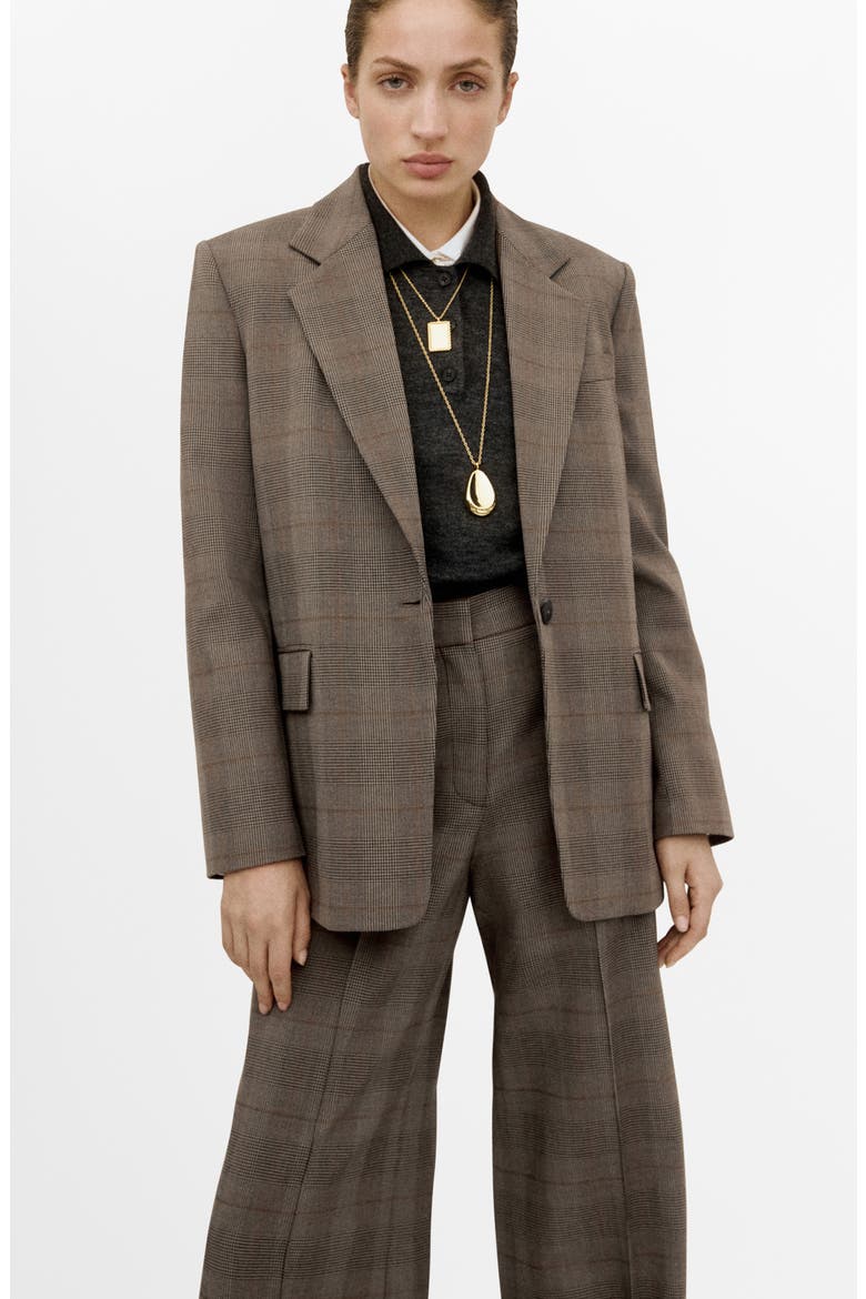 Check High Rise Straight Leg Pants, Alternate, color, BROWN