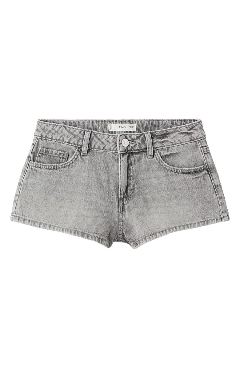 MANGO TEEN Micro Fit Low Rise Denim Shorts, Main, color, Denim Grey