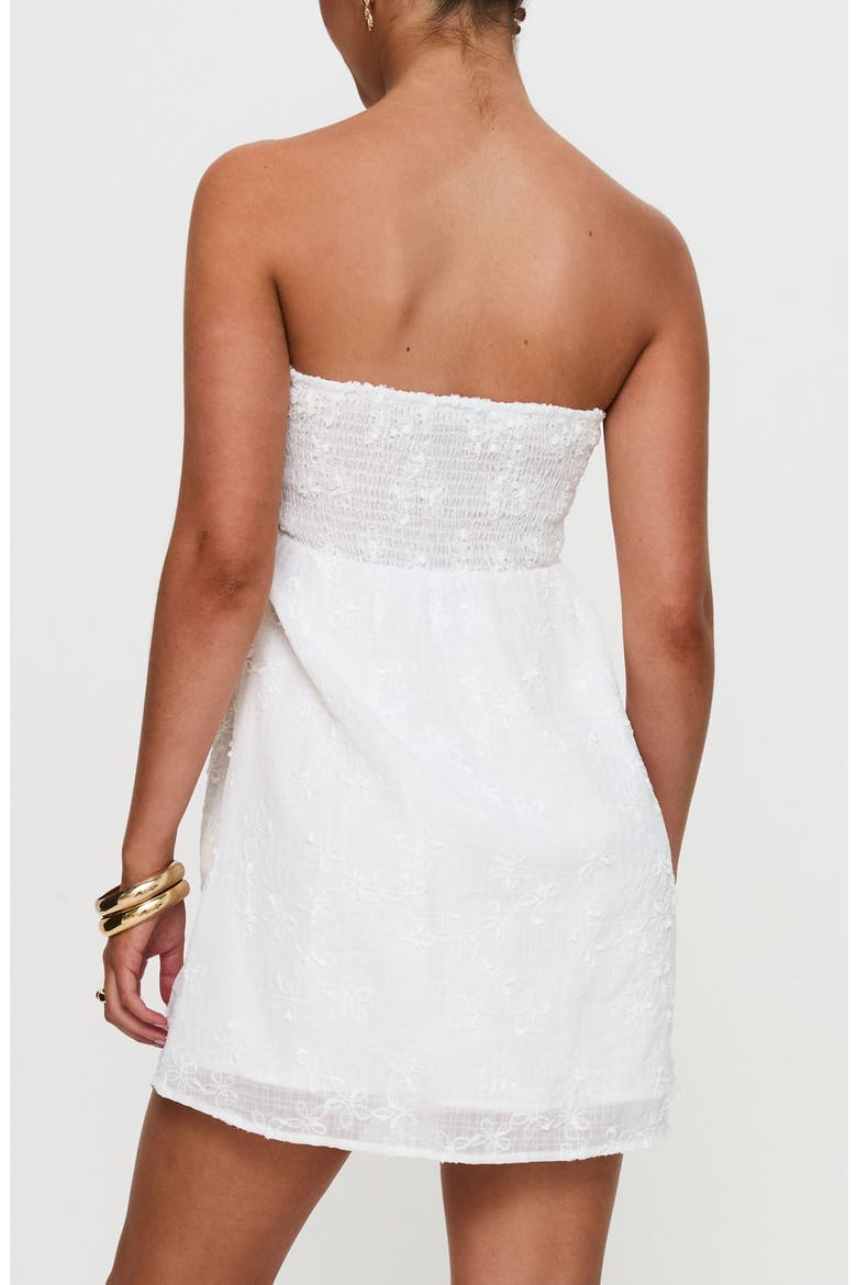 Rosenberg Strapless Jacquard Babydoll Minidress, Alternate, color, WHITE