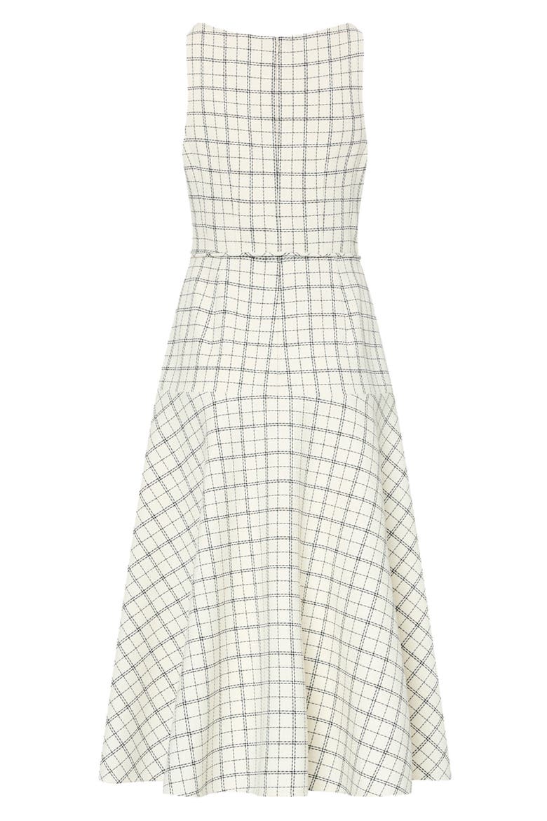 Mira Plaid Midi Dress, Alternate, color, WHITE/ BLACK