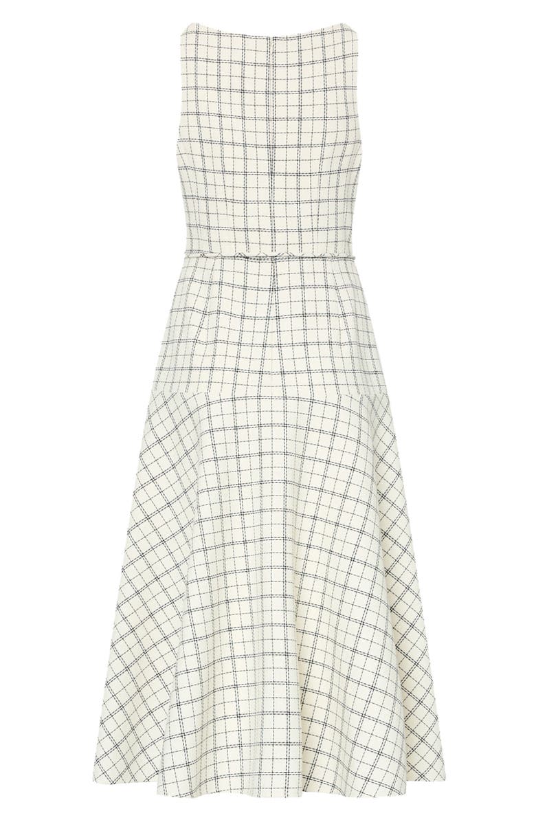 Milly Mira Plaid Midi Dress, Alternate, color, White/ Black