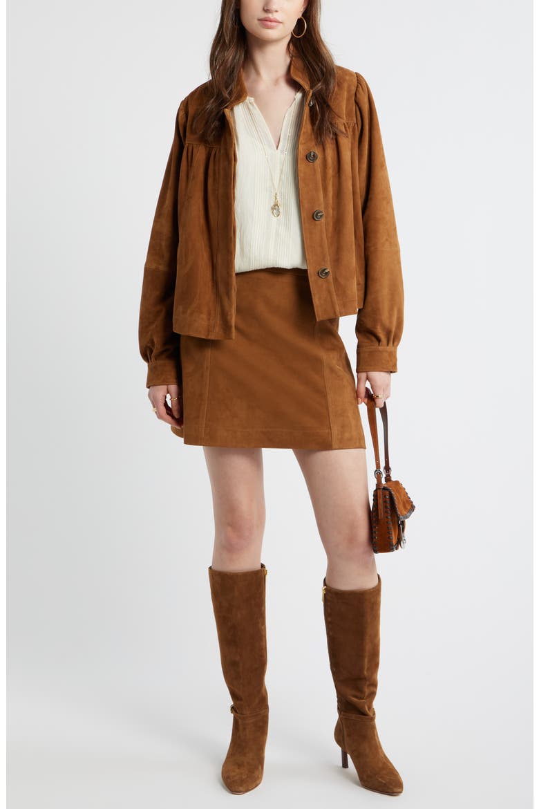 Suede Balloon Sleeve Jacket, Alternate, color, TAN