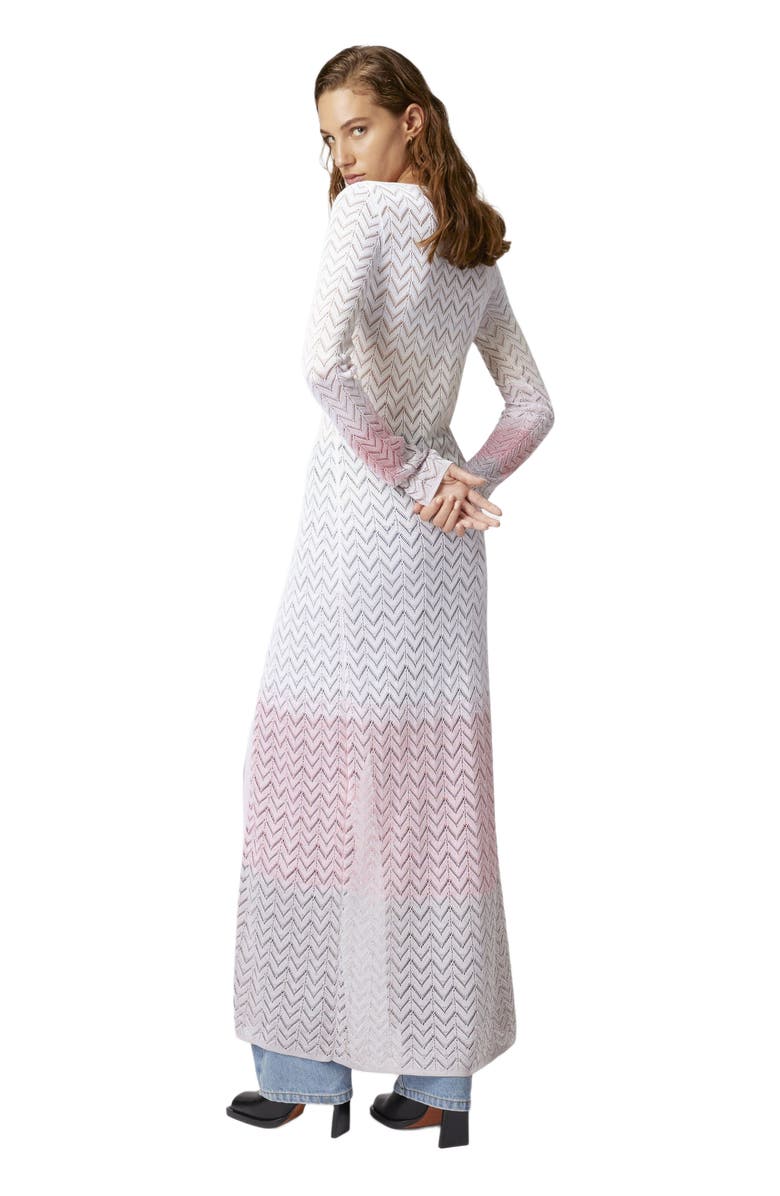 Missoni Long Cardigan In Gradient Chevron Viscose, Alternate, color, Multicoloured
