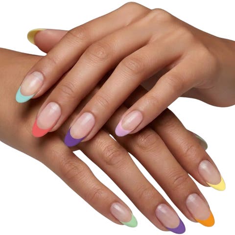 2-Pack Nail Polish Strips Rainbow French Tip Set - 32ct