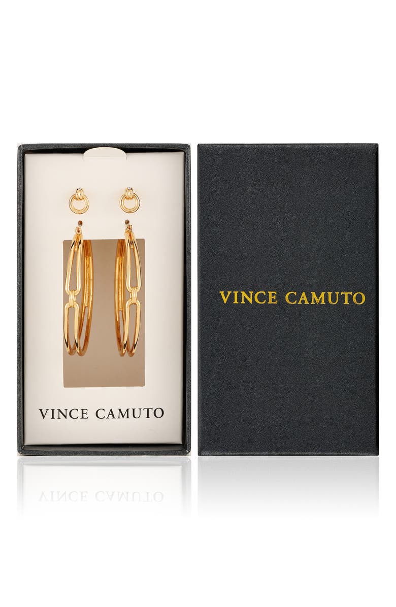Vince Camuto Set of 2 Doorknocker Stud & Hoop Earrings, Main, color,