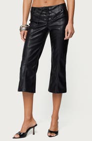 EDIKTED Lexy Faux Leather Capri Pants