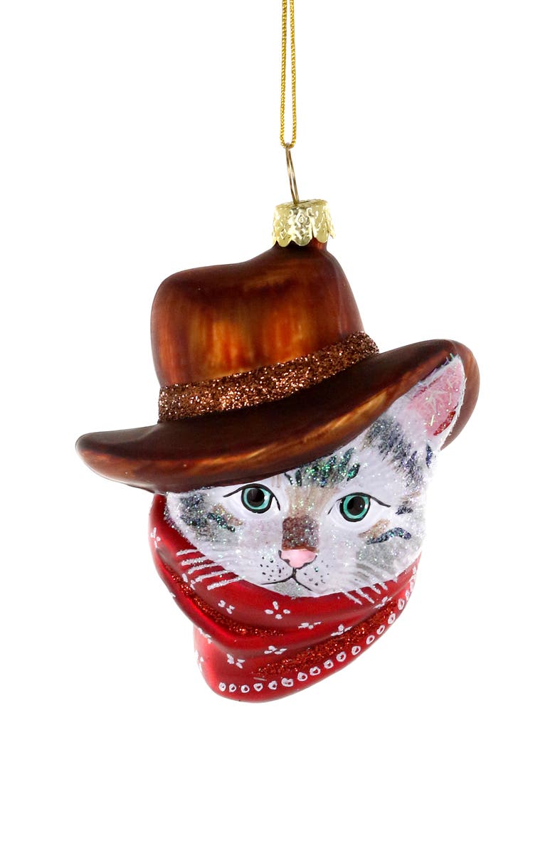 Cody Foster & Co. Cowboy Kitty Blown Glass Ornament, Main, color, Multi