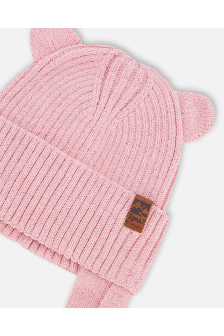 Girl Logo Patch Ribbed Knit Hat, Alternate, color, Pale Pink