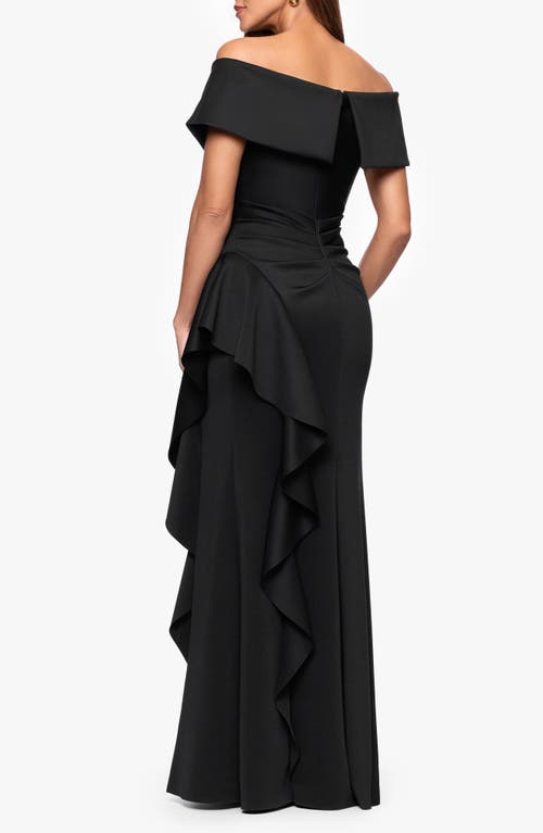Xscape Evenings Off The Shoulder Scuba Mermaid Gown In Multi