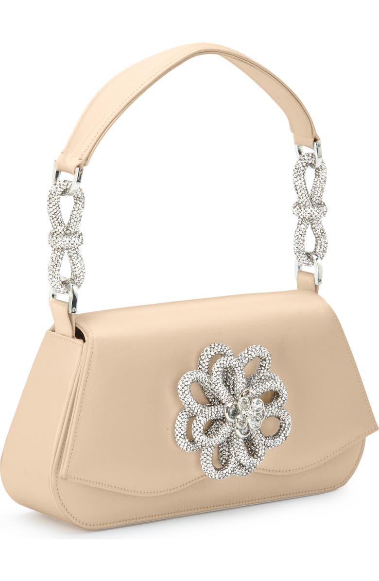 Mach & Mach Medium Carrie Crystal Flower Satin Shoulder Bag, Alternate, color,