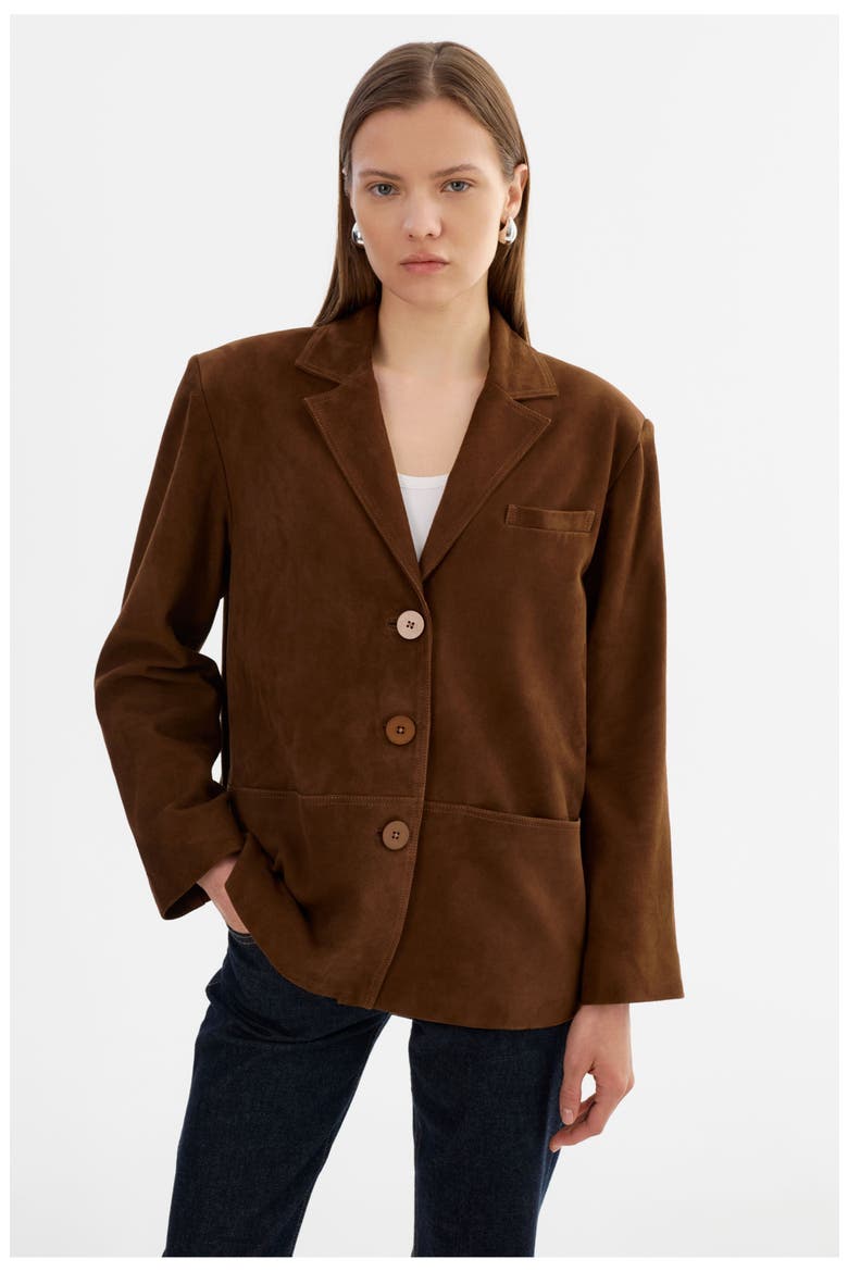 Tori | Suede Blazer Jacket, Alternate, color, Brown