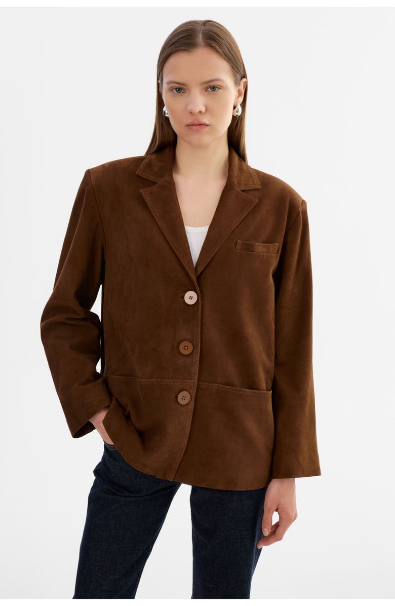LAMARQUE Tori | Suede Blazer Jacket, Alternate, color, Brown