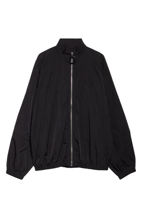 Jw Anderson Black Jacket With Mock Neck And Raglan Sleeves In Tech Fabric Man In Black