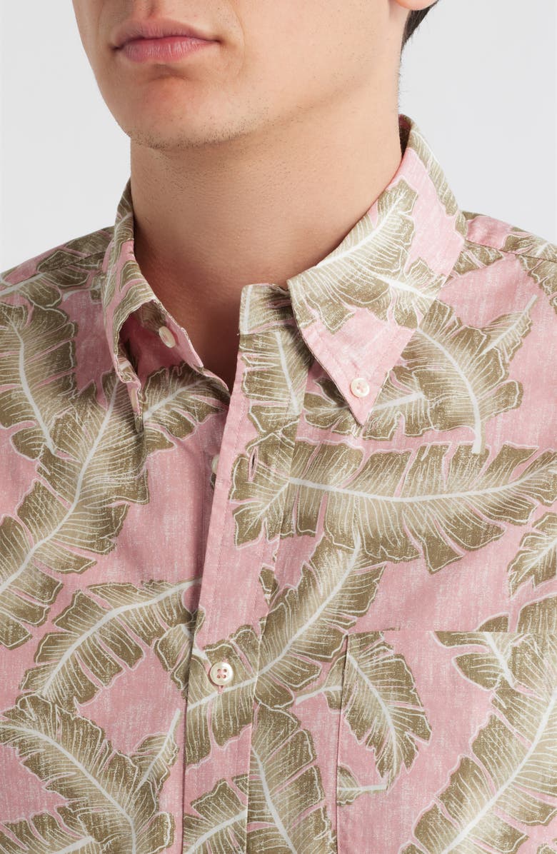 Brooks Brothers Palm Leaf Print Short Sleeve Cotton Button-Down Shirt, Alternate, color, Palm Leaf